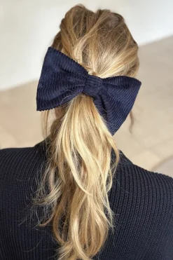 Flash Sale Maison Guillemette BARRETTE NOEUD VELOURS MARINE