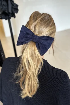 Flash Sale Maison Guillemette BARRETTE NOEUD VELOURS MARINE