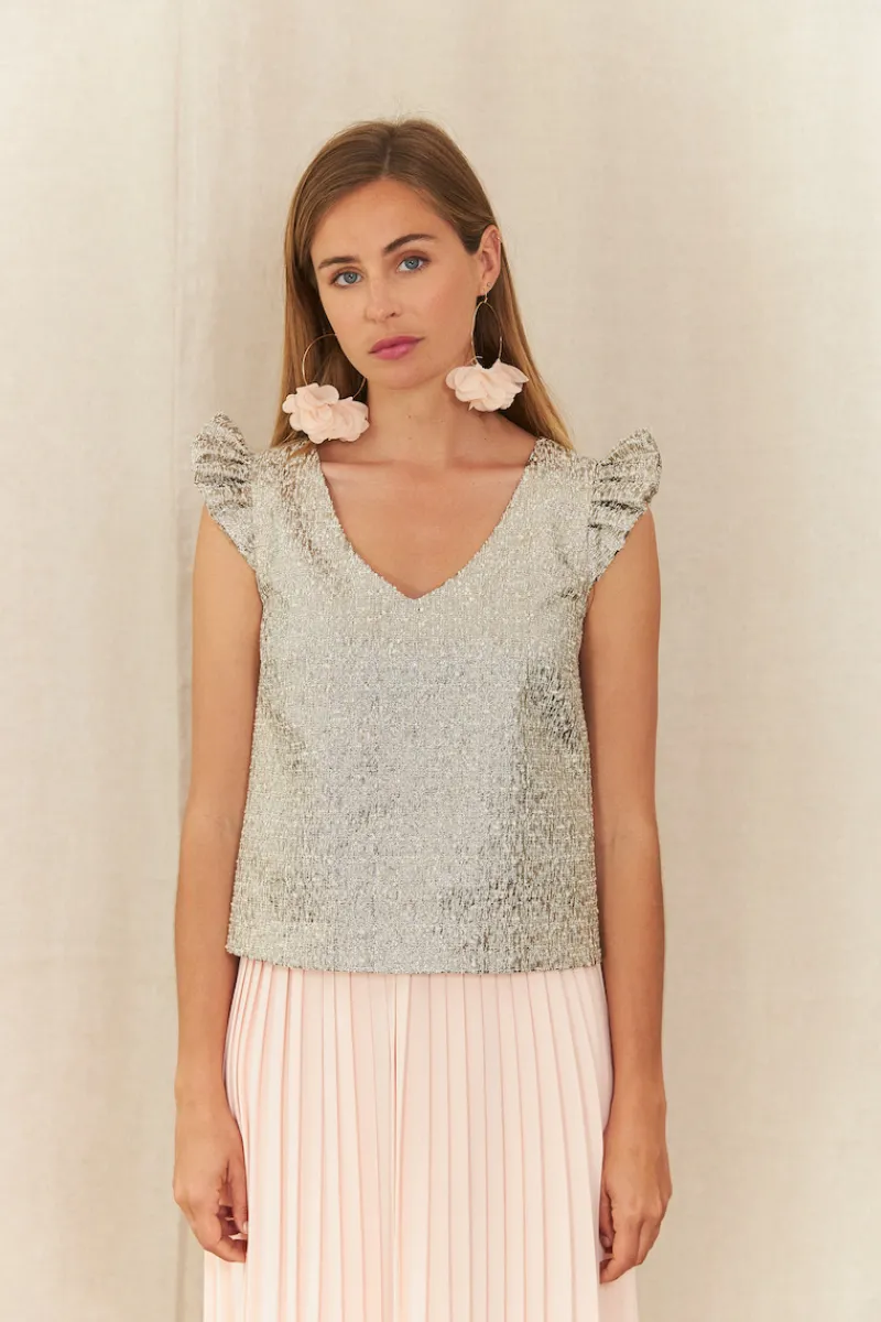 Cheap Maison Guillemette BLOUSE AMOR TWEED OR - LES EMBLEMATIQUES