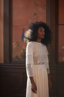 Shop Maison Guillemette BLOUSE COMME UNE VESTE LISERON - COLLECTION BLANCHE