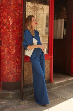 Hot Maison Guillemette BLOUSE DENIM BLEUE