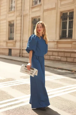 Hot Maison Guillemette BLOUSE DENIM BLEUE