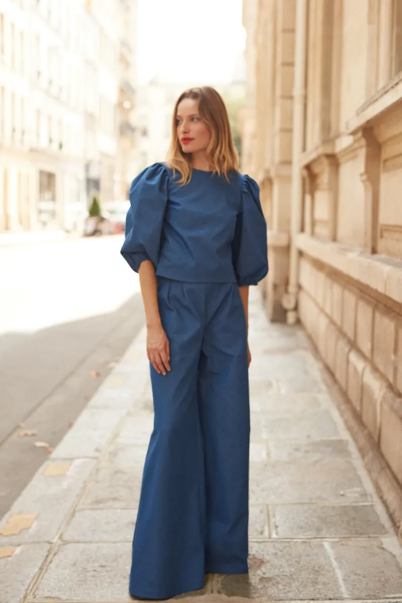 Hot Maison Guillemette BLOUSE DENIM BLEUE