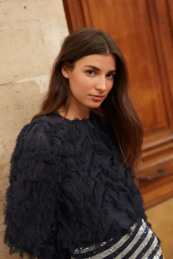 Fashion Maison Guillemette BLOUSE GREGORIA MARINE - existe dans deux longueurs