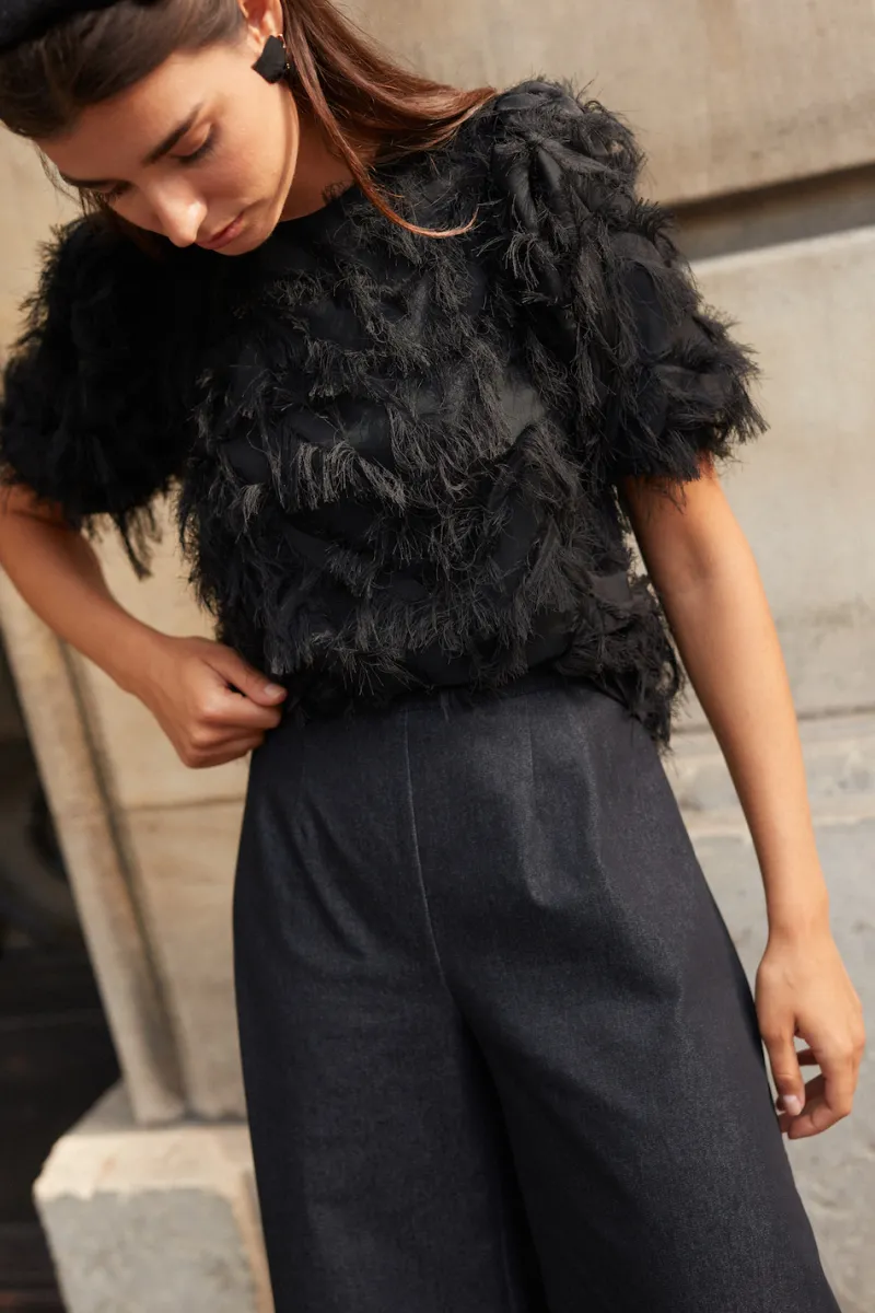 Cheap Maison Guillemette BLOUSE PLUMES NOIRE - LES EMBLEMATIQUES