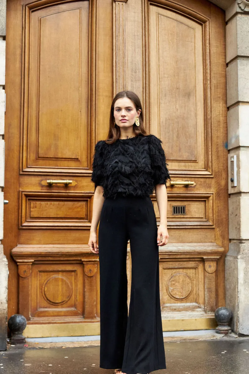 Cheap Maison Guillemette BLOUSE PLUMES NOIRE - LES EMBLEMATIQUES