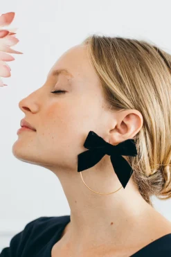 Discount Maison Guillemette BOUCLES D'OREILLES NOEUD NOIR