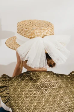 Clearance Maison Guillemette CANOTIER TULLE PLUMETIS - COLLECTION BLANCHE