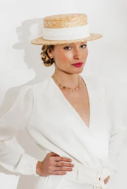 Clearance Maison Guillemette CANOTIER TULLE PLUMETIS - COLLECTION BLANCHE