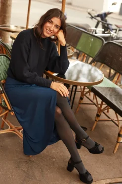 Discount Maison Guillemette JUPE PORTEFEUILLE JERSEY MARINE IRISÉ