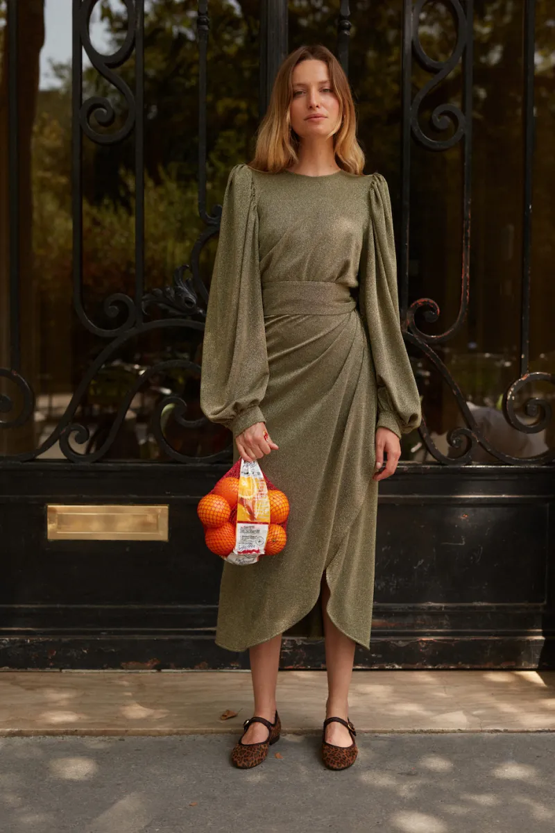 Outlet Maison Guillemette JUPE PORTEFEUILLE JERSEY OR