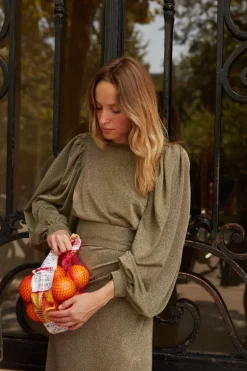 Outlet Maison Guillemette JUPE PORTEFEUILLE JERSEY OR