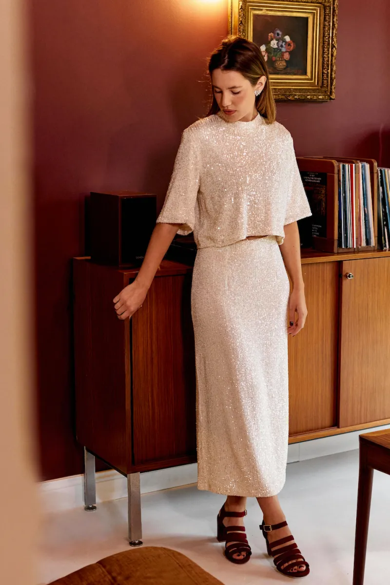 Hot Maison Guillemette JUPE SWING LONGUE - COLLECTION BLANCHE