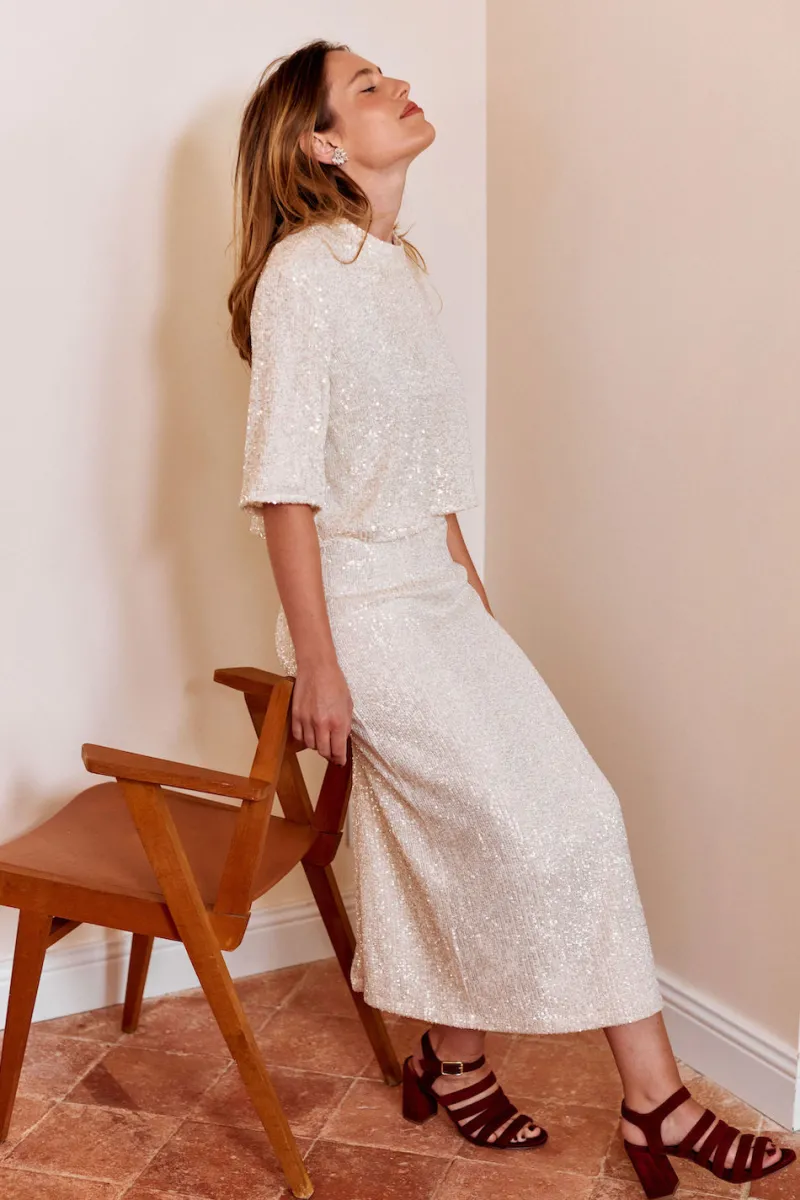 Hot Maison Guillemette JUPE SWING LONGUE - COLLECTION BLANCHE