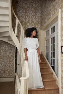 Best Sale Maison Guillemette PANTALON GISÈLE - COLLECTION BLANCHE