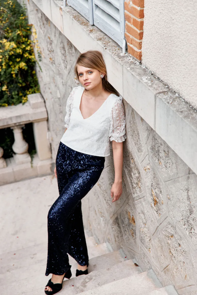 Outlet Maison Guillemette PANTALON SWING MARINE - LES EMBLEMATIQUES