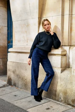 Online Maison Guillemette PANTALON VELOURS MARINE