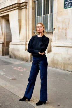 Online Maison Guillemette PANTALON VELOURS MARINE