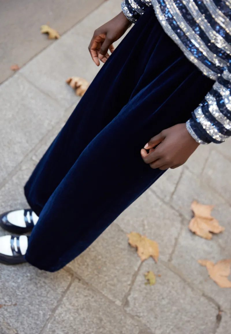 Best Sale Maison Guillemette PANTALON VERA VELOURS MARINE