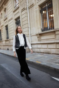 New Maison Guillemette PANTALON VERA VELOURS NOIR