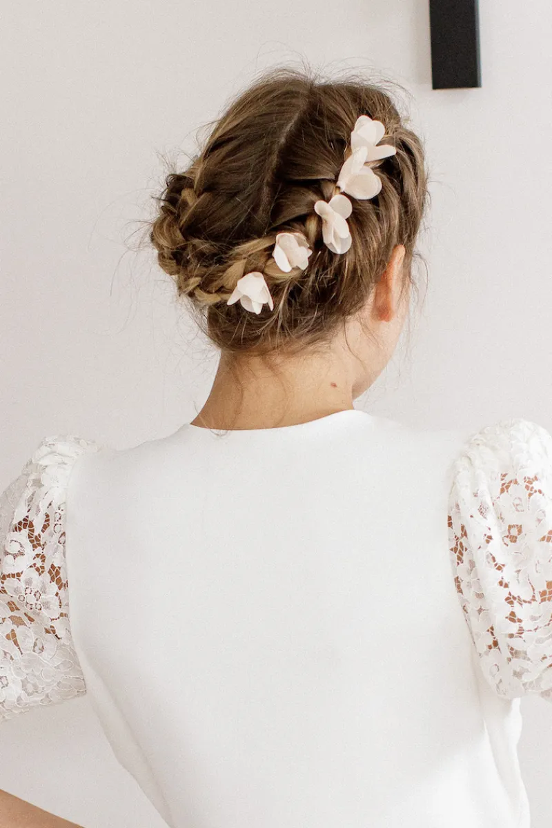 Sale Maison Guillemette PICS A CHEVEUX GRACE ROSE PALE - COLLECTION BLANCHE