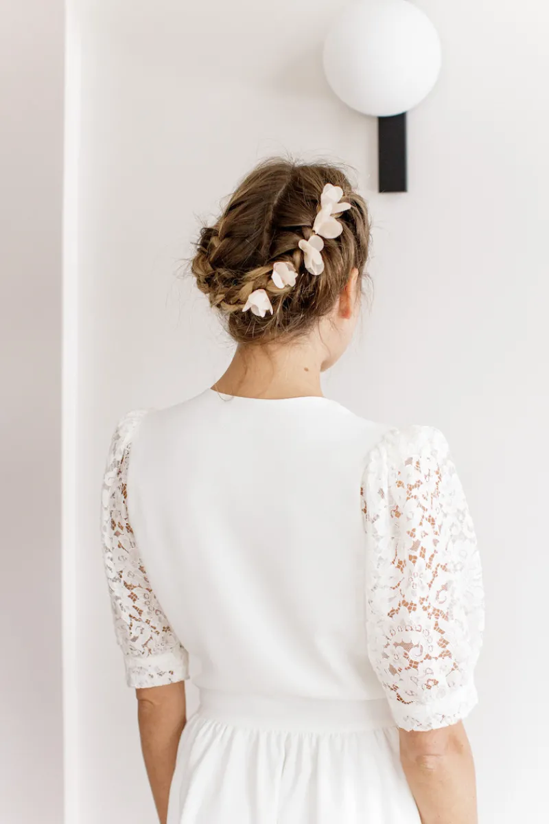 Sale Maison Guillemette PICS A CHEVEUX GRACE ROSE PALE - COLLECTION BLANCHE