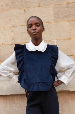 Best Sale Maison Guillemette PLASTRON VELOURS MARINE