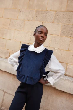 Best Sale Maison Guillemette PLASTRON VELOURS MARINE