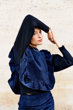 Best Sale Maison Guillemette PLASTRON VELOURS MARINE