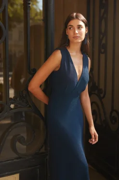 Best Sale Maison Guillemette ROBE JERSEY MARINE IRISÉ