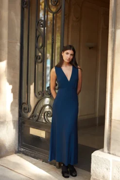 Best Sale Maison Guillemette ROBE JERSEY MARINE IRISÉ