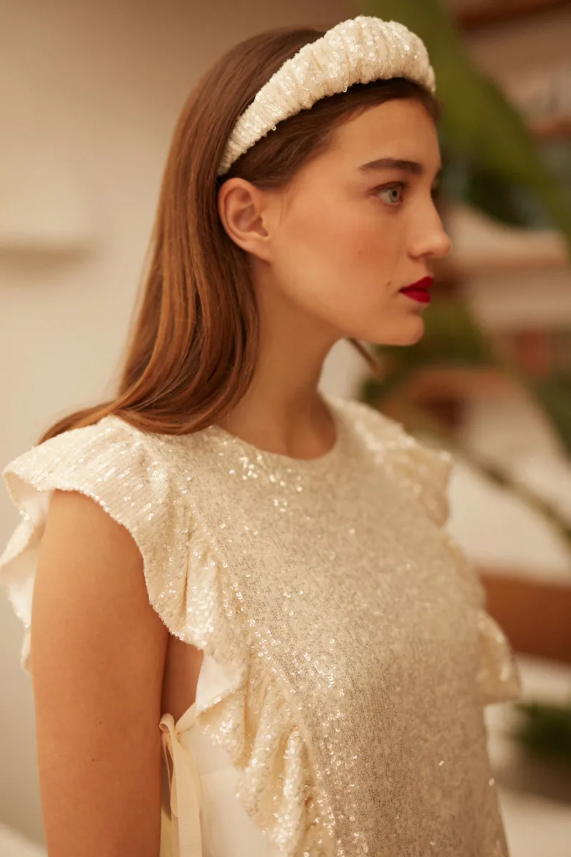 Discount Maison Guillemette SERRE TETE SWING IVOIRE - COLLECTION BLANCHE